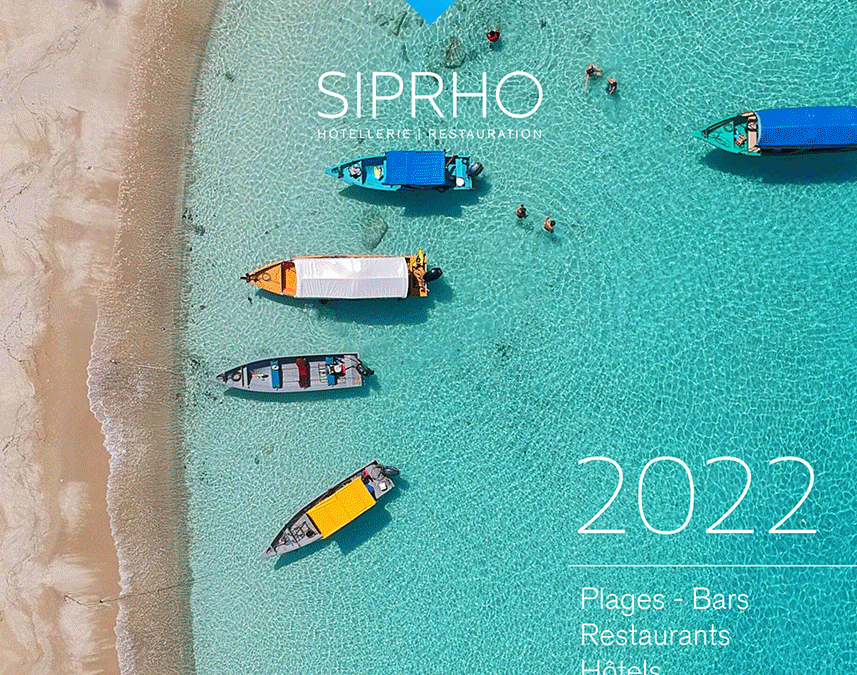plage vue du ciel avec le logo Siphro et les dates du salon